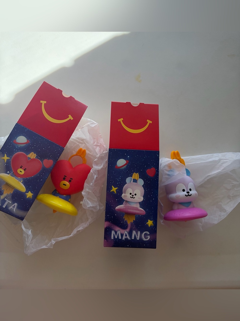 McDonald's Happy Meal BT21 Tata and Mang Figures and Keychains